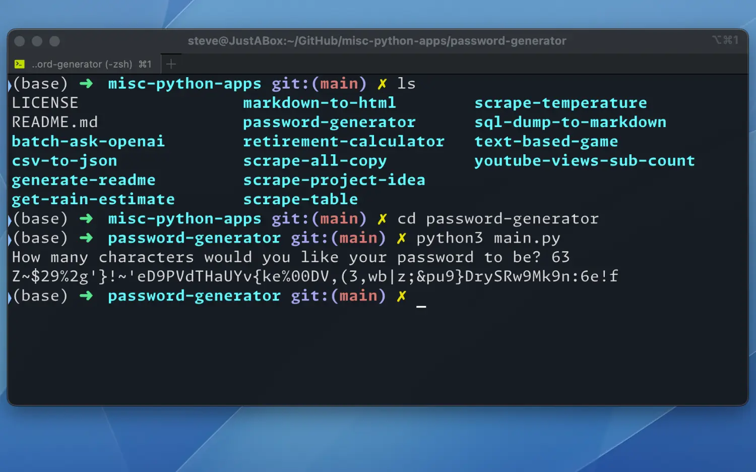 screen shot of python scripts running in the terminal